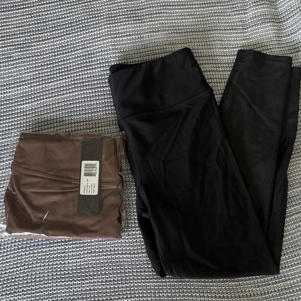Noli Liquid Leggings - Black and Brown High-Waist Activewear Set